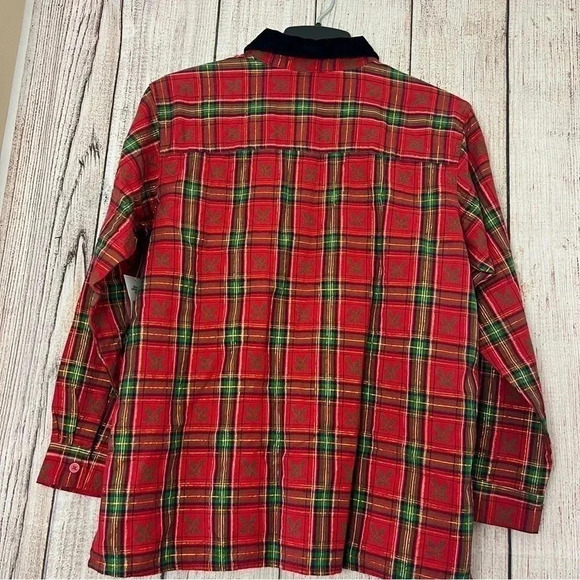 Vintage Basic Editions Womens Christmas Holiday Woven Shirt size Large - Picture 3 of 14